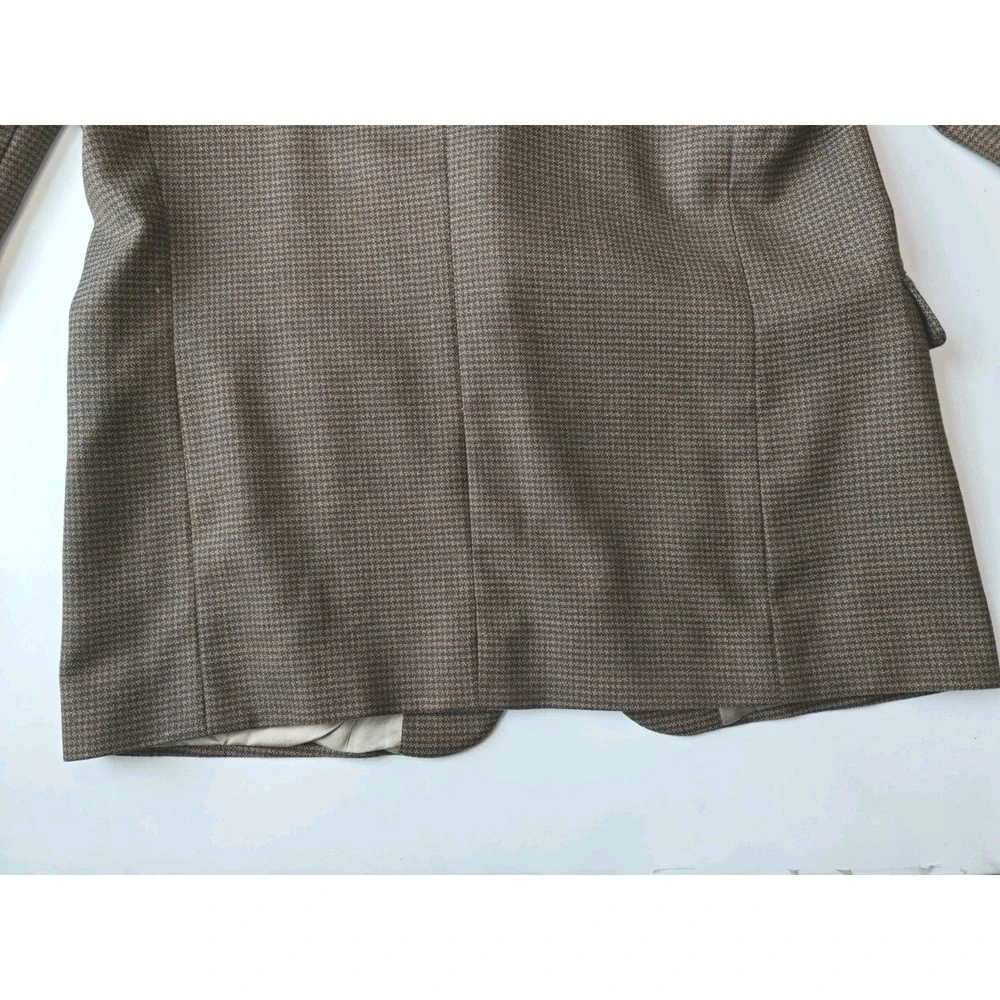 Mark Shale Mens Wool Sports Coat 42R Brown Navy Houndstooth 2 Button USA B606